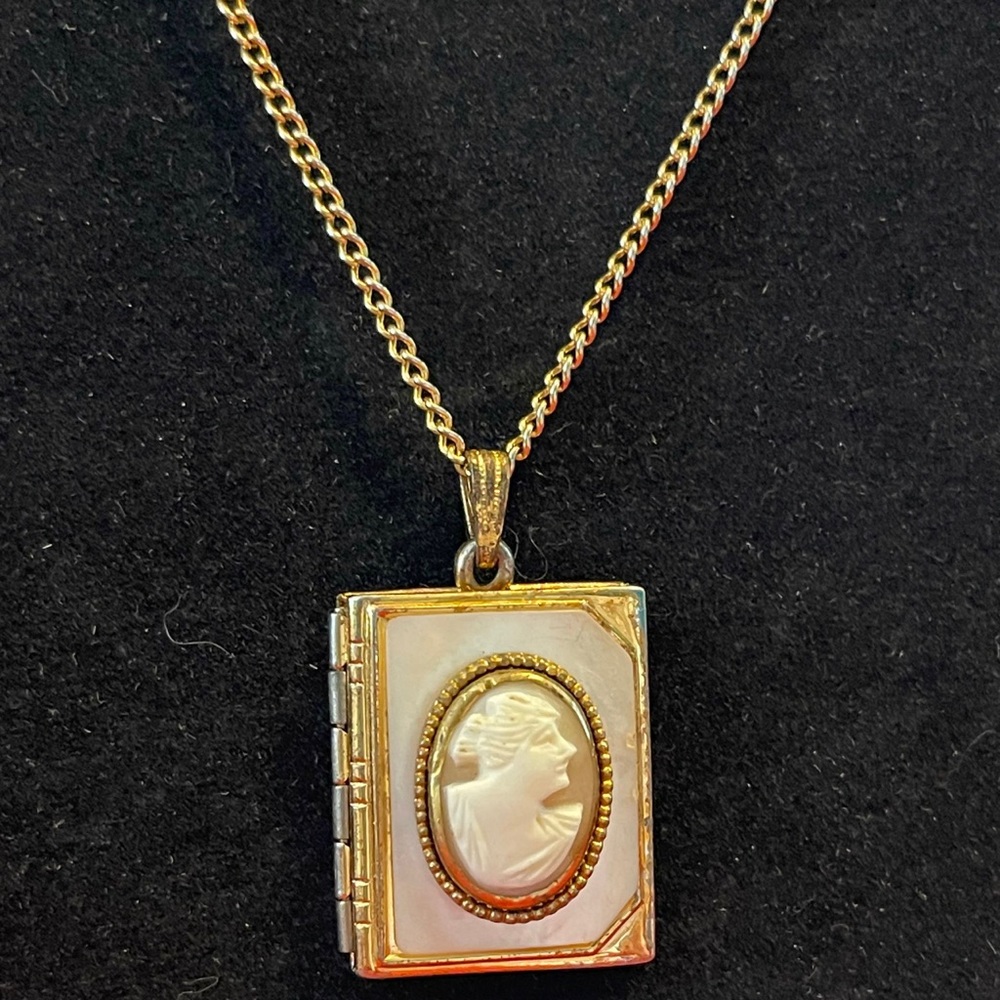 Vintage Hand Carved Cameo Book Locket